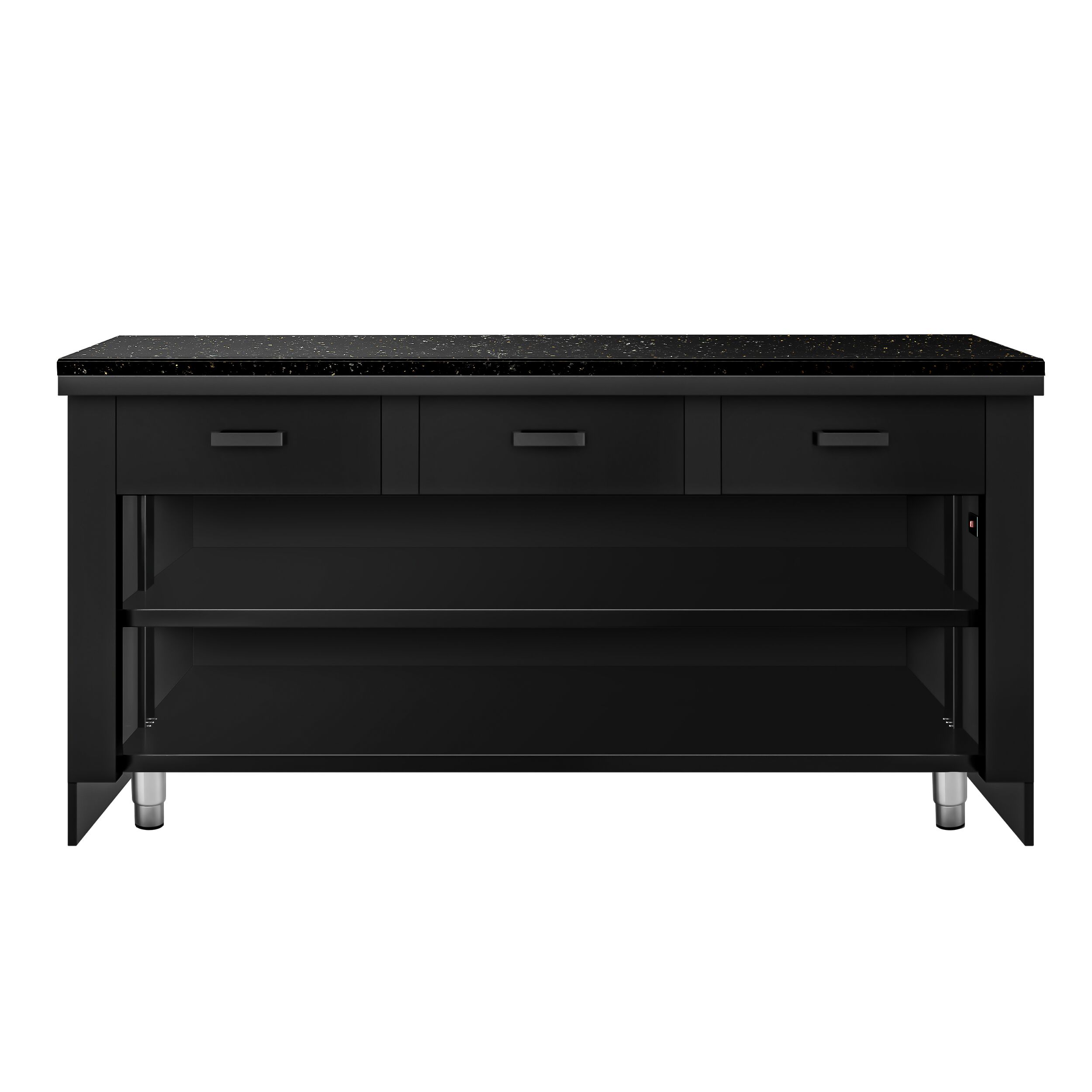 Table de caisse TORONTO – 1800 mm – façade Noire – plan de travail en granit Noir