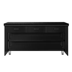 Kassabalie TORONTO - 1800mm - zwart front - granieten werkblad - Zwart - Mat zwart - rvs