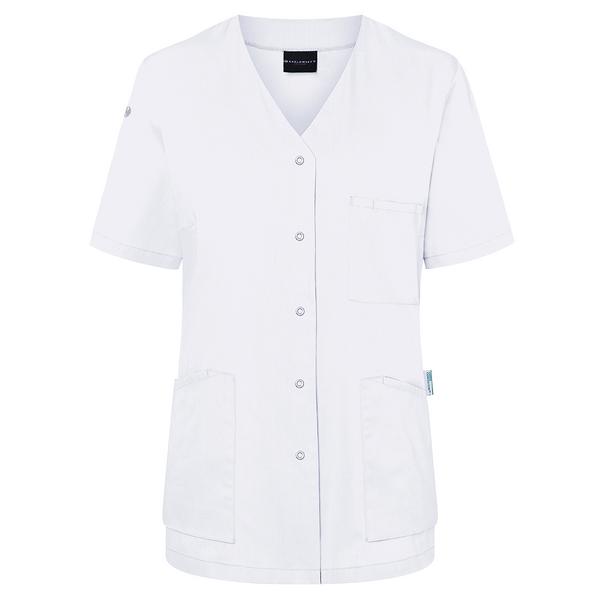KARLOWSKY | Ladies' Tunic Essential – White - Size 38 - Short-Sleeve - V-Neck - 95°C Washable