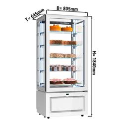 Vetrina Refrigerata Verticale 4 Lati Vetro – Panoramica Professionale - 457l - 805mm - 1 porta a battente in vetro - con 5 ripiani - LED interni - Bianco
