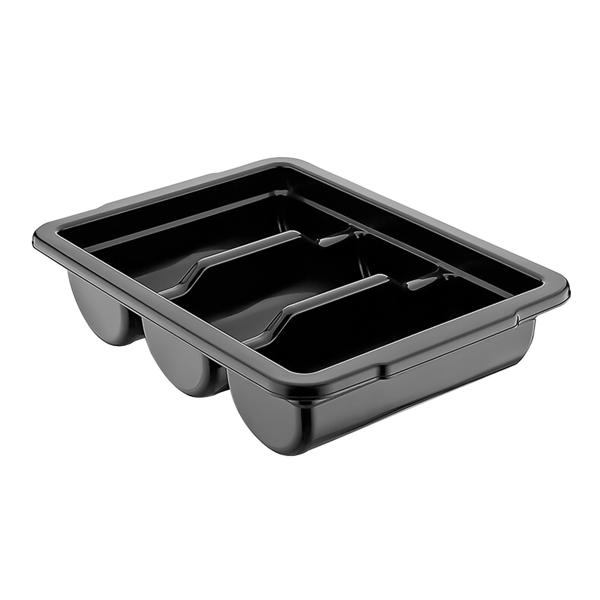 Bestekbak - 292x406mm - Hoogte: 95mm - polypropyleen - met 3 vakken - Zwart