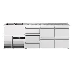 Flessenkoeler PREMIUM - 2500x700mm - 7 laden & 2 glazen deuren