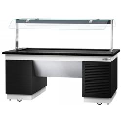 Buffet gekoeld DUBLIN - 2000mm - met gekoelde kuip & zwenkwielen - voor 5x GN 1/1 - zwart