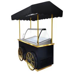 Carrello per gelati - 1700 mm - con lavello e illuminazione - per 5x contenitori per gelati da 5 litri