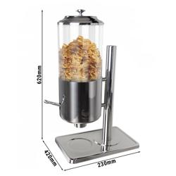 Dispensador de cereais profissional - rotativo - 1 recipiente em plástico alimentar - 7L - base em aço inoxidável