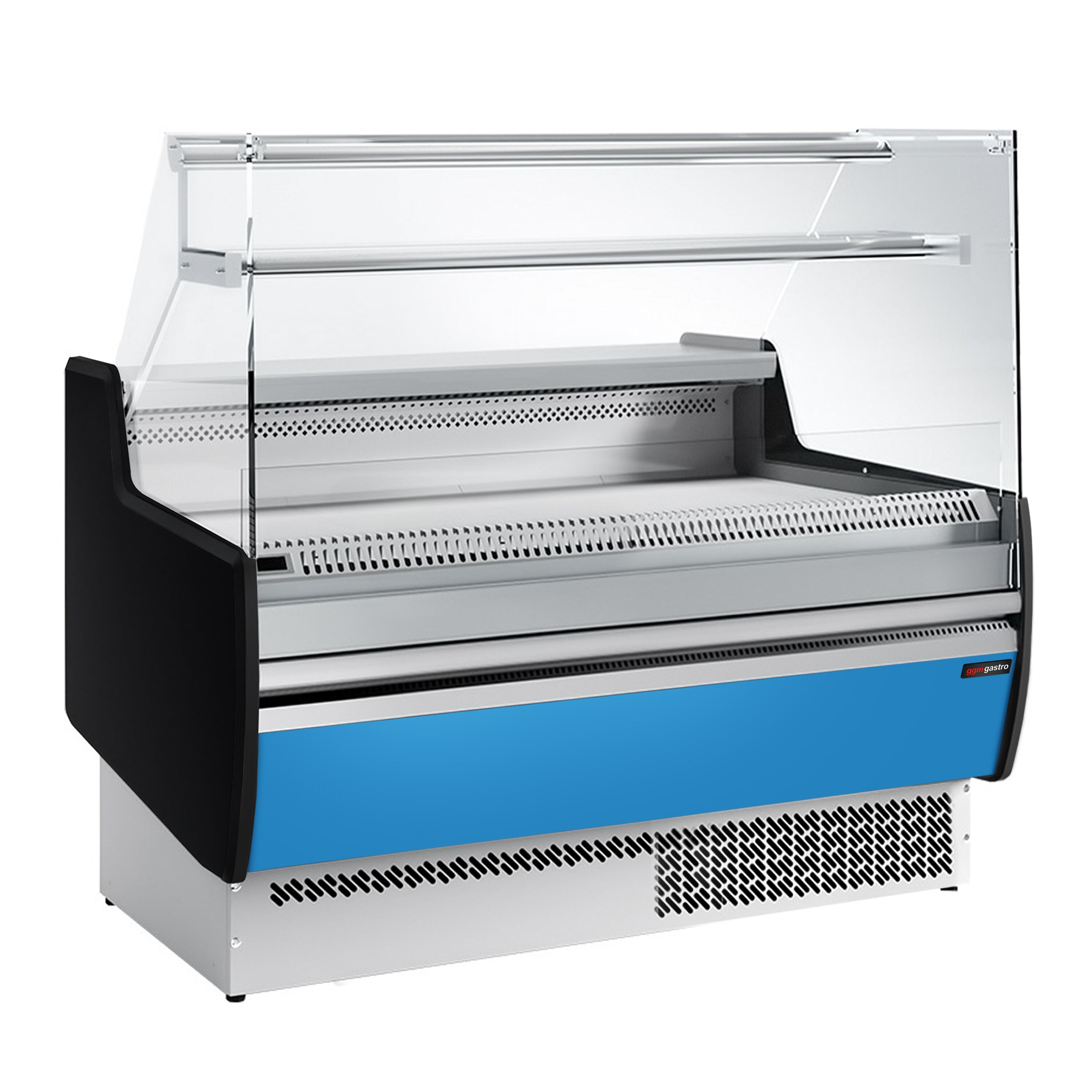 Comptoir vitrine réfrigérée - 1310x953mm - +0/+6°C - 2 portes - 1 étagère - Façade bleu clair