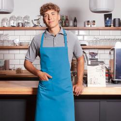 KARLOWSKY | Basic Chef Bib Apron with 2-Section Pocket – Turquoise - 75×90 cm - Poly-Cotton 65/35
