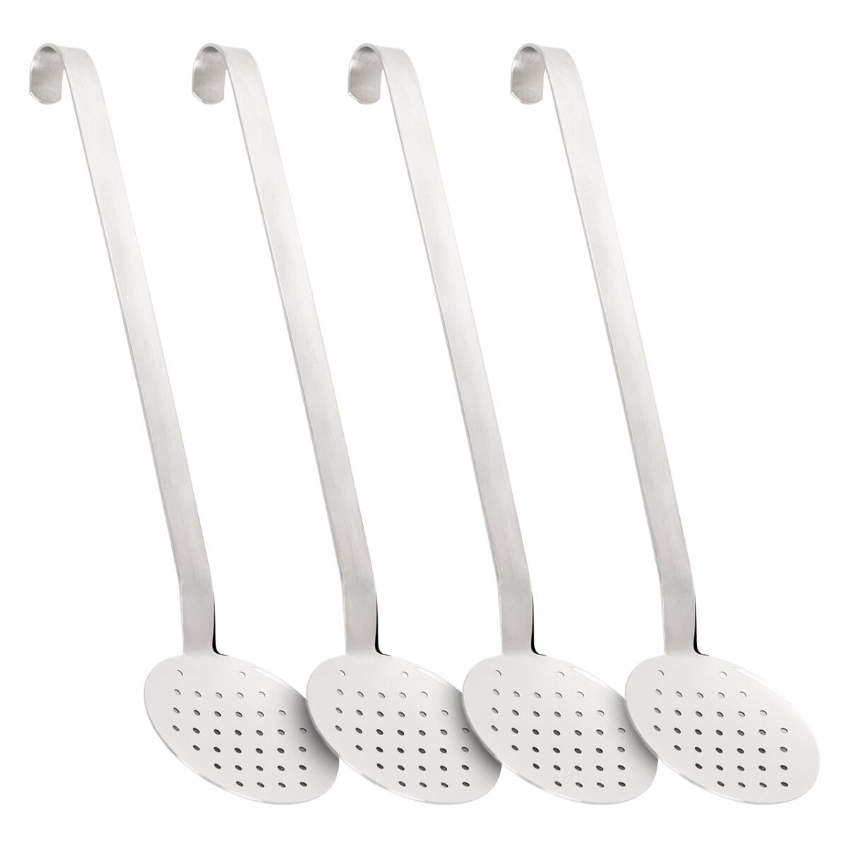 (4 pcs) Écumoire inox - Ø 100mm - Longueur du manche : 380mm - Acier inoxydable