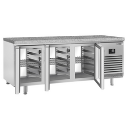 Bakkerij koelwerkbank Premium PLUS - 2185x800mm - met deuren aan beide zijden & granieten werkblad