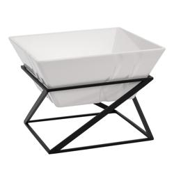 Buffetstandaard - zwart gecoat RVS & melamine - rechthoekig - 200x200mm - Hoogte: 175mm - incl. 1 melamine schaaltje