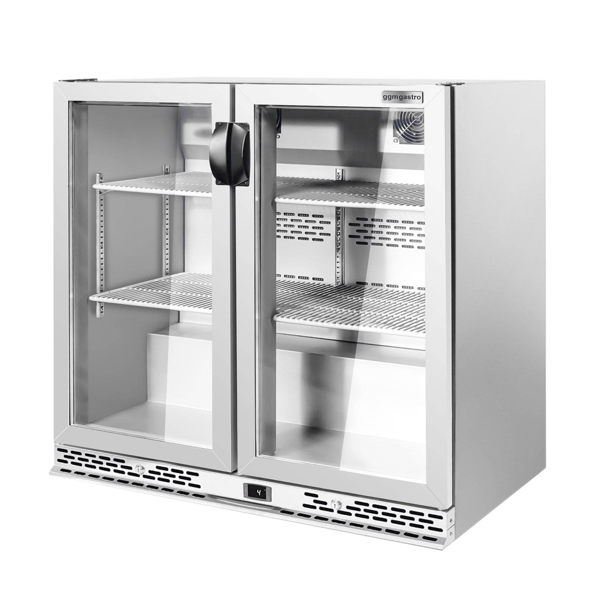 Réfrigérateur de bar – 900 mm – 200 litres – avec 2 portes vitrées battantes – en inox