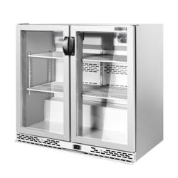 Barkoelkast - 900mm - 200 liter - met 2 glazen vleugeldeuren - RVS