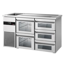 منضدة البار PREMIUM - 1550x700mm - 5 أدراج زجاجية