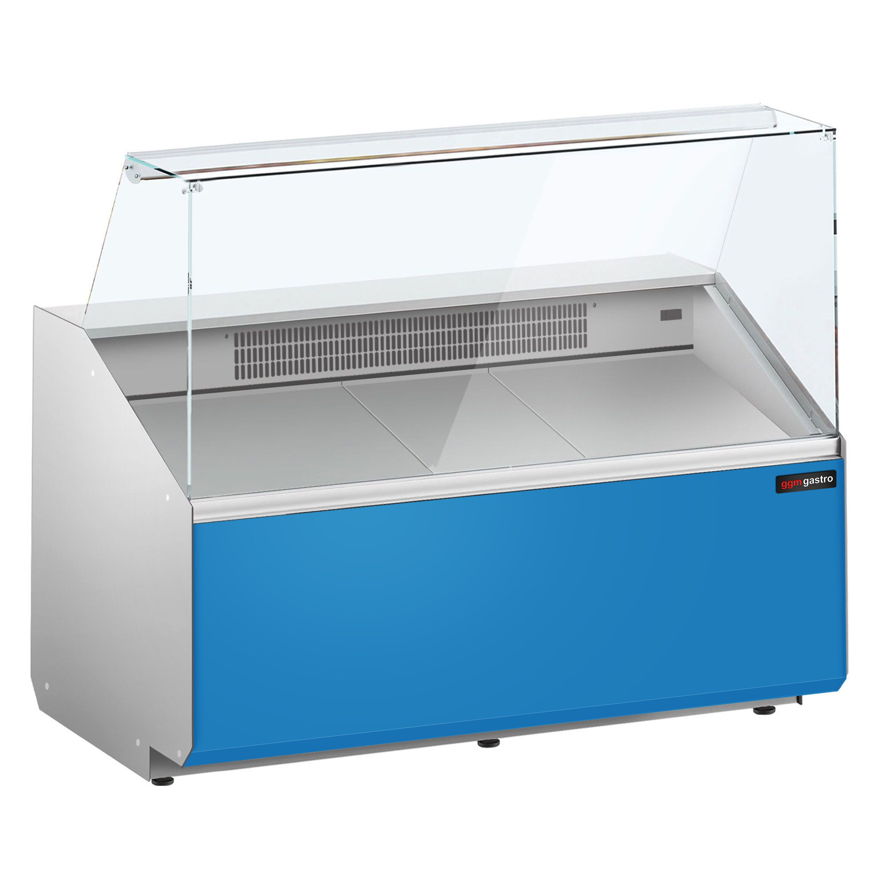 Comptoir vitrine réfrigérée - 1256x979mm - +2/+6°C - 262L - Façade bleue RAL5015
