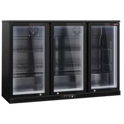 Commercial Back Bar Cooler - 1350mm - 320L - with 3 glass hinged doors - Black