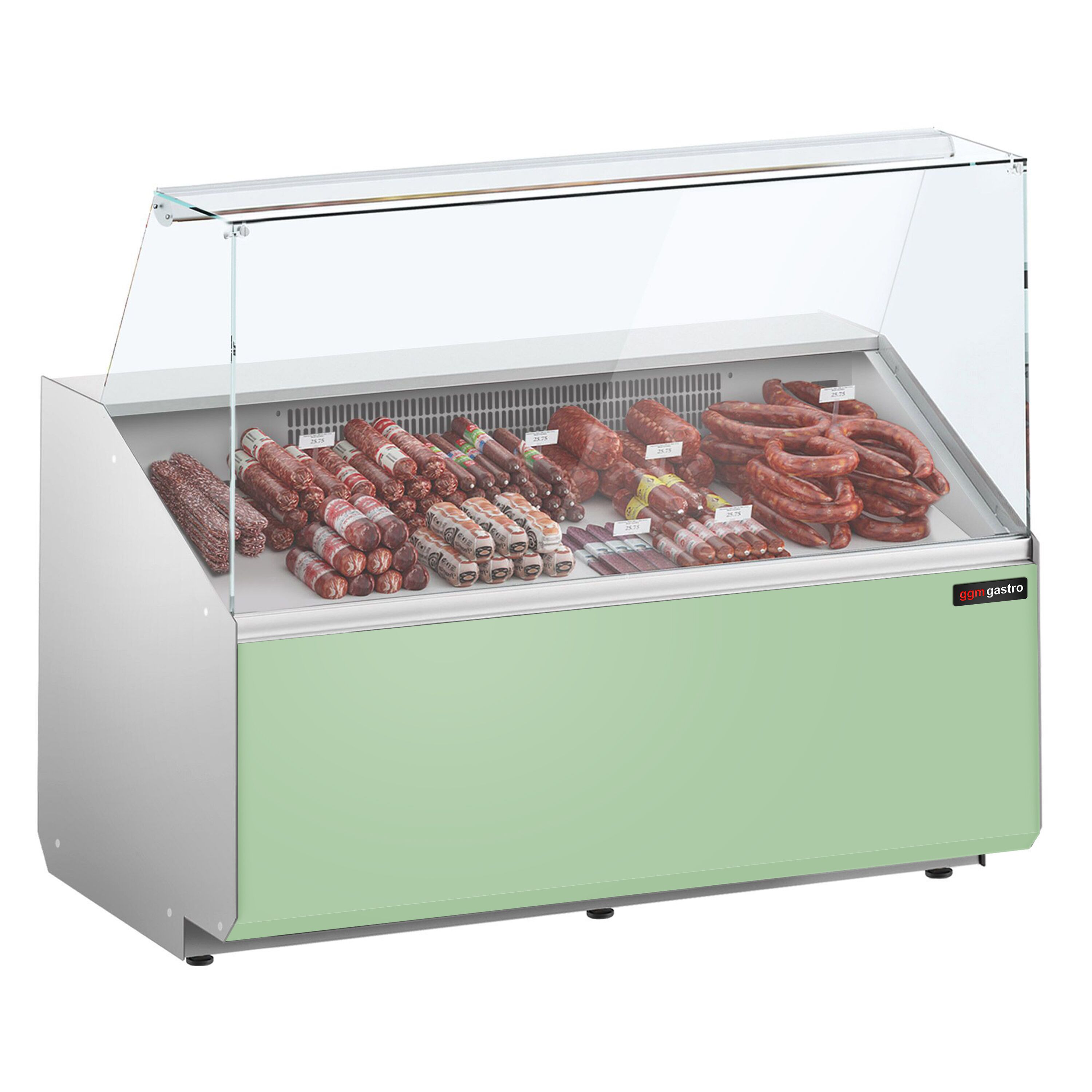 Comptoir vitrine réfrigérée - 1256x979mm - +2/+6°C - 262L - Façade vert clair - 2 portes