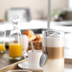 (6) ZWILLING | Dinner Latte Macchiato Spoon Set – Curved Handles Hang on Glasses - 18/10 Steel
