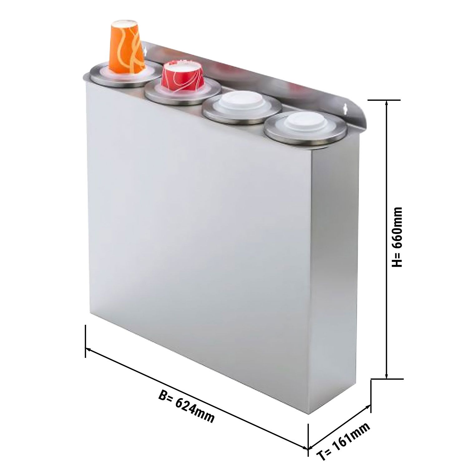 Set distributeur de gobelets double & distributeur de couvercles double – plastique – version à monter