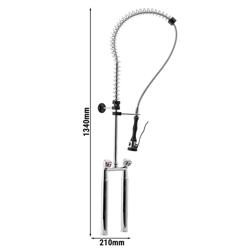 Deck-mounted twin-inlet pre-rinse spray - centres 155mm - with twin levers, spray gun, flexible hose 1200mm & heavy-duty - height 1340mm