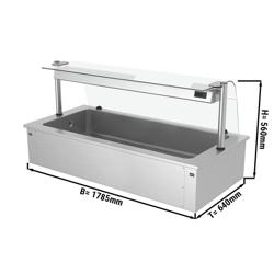 Commercial built-in ice well - 1800 mm - 5 x GN 1/1 - with glass sneeze guard