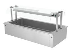 Vestavěná chladicí vana - na led - 1785 mm - 5x GN 1/1 - 200 l - s oboustrannou skleněnou ochranou proti kýchání