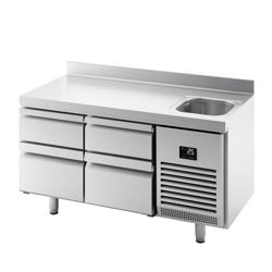 Tavolo refrigerato PREMIUM PLUS - 1468x700mm - Ventilata - 305 L - con 4 cassetti - Alzatina - con 1 vasca