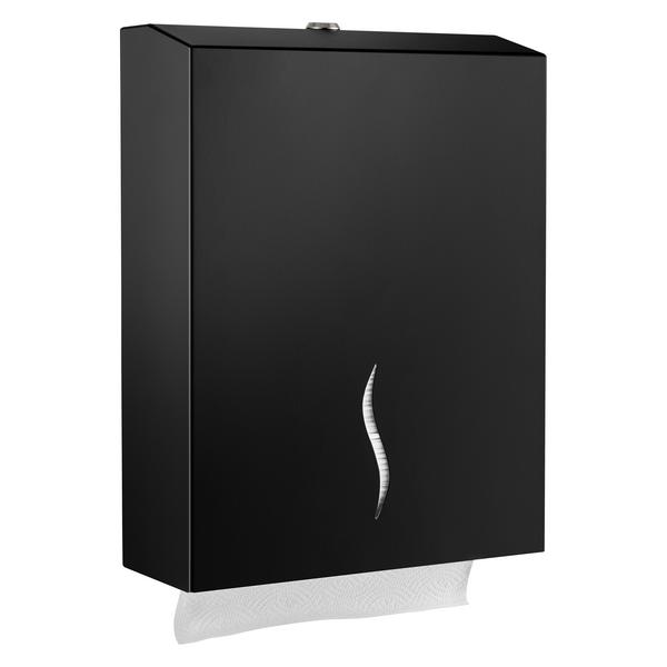 Handdoekdispenser - voor 400 vellen - Z‑vouw - Rvs - Zwart