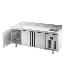  میز خنک کننده پریمیوم پلاس - 1960*600 میلیمتر - یک سینک و سه درب - دیواره دار 