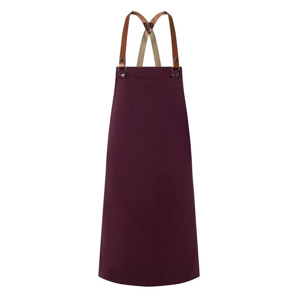 KARLOWSKY | Recycled Bib Apron Green Generation Cross-Back Leather Straps – Aubergine - 70x85 cm