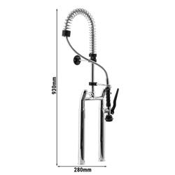 Duș prespălare cu 2 orificii - pentru apă rece și caldă - cu duș pre‑spălare, pistol de pulverizare & furtun flexibil - 600 mm