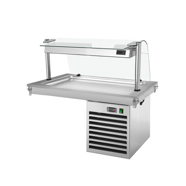 Bandeja enfriadora emportable - 1,1m - +2 ~ +8 °C - 3x GN 1/1- con protección de vidrio