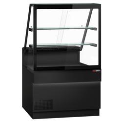 Koelvitrine TORONTO - 1000mm - Dubbele beglazing - Zwarte voorkant - 2 planken - Zwart granieten werkblad
