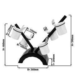 Présentoir de bar - porte-bouteilles et porte-couverts - acier inoxydable - 360x200mm - Hauteur: 590mm - avec 5 bols - bac amovible - Noir