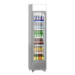 Vitrină frigorifică pentru băuturi PREMIUM - 435 mm - 145 litri - ușă panoramică fără ramă - 1 ușă din sticlă batantă & panou promoțional - afișaj digital - temperatură +1/+10 °C