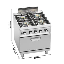 Gasfornuis - Paolo 900 - 800x900mm - 35,8 kW - 4 pits - incl. gas statische oven - 7,8 kW