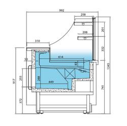 Gebaksvitrine RIGA - 1995x990mm - 206 liter - met 3 deuren - met 2 legroosters