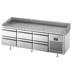 Pizzawerkbank PREMIUM PLUS - 1980x700mm - met granieten werkblad - met 6 laden