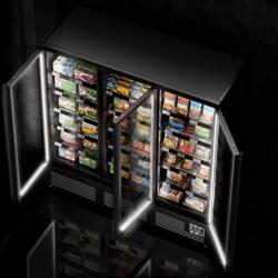 Commercial multideck display freezer - 1890mm - 1539L - with 3 hinged glass doors & 5 shelves - Black