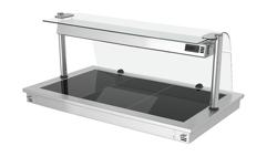 Inbouw warmhoudplaat RVS - 1135mm - 3x GN 1/1 - 1,35 kW - met glazen oppervlak - met glazen hoestscherm