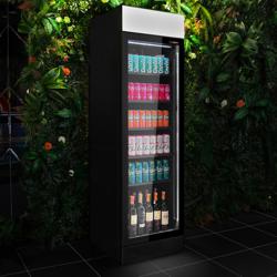 ثلاجة مشروبات - 595 mm - 345 L - مع باب زجاجي & إضاءة LED ملوّنة - أسود