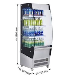 Murale Refrigerato Professionale - 700mm - 420l - +2°/+8°C - con 3 ripiani - tenda notte