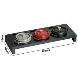 STAUB | SPECIALITIES - Masă de servit pentru 3 mini cocottes - 420x160mm - Fibră lemnoasă - Negru