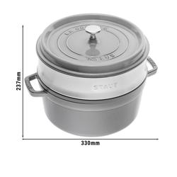 STAUB | LA COCOTTE - طنجرة كوكوت مع ملحق بخاري - القطر 260 مم - حديد زهر - رمادي غرافيت