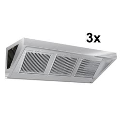 Wandafzuigkap RVS - 900mm diep - 6000mm - zonder motor - met 9 labyrintfilters en verlichting