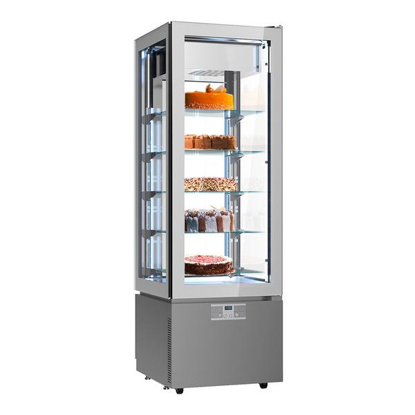 4-Sided Glass Display Freezer - 324L - 600mm - Double glazing - with 5 glass shelves - 1 glass door front