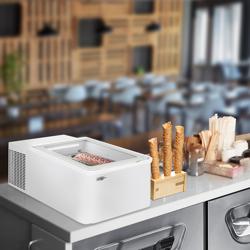 Witryna mroźnicza nastawna do lodów - 465mm - Statyczny - na 2x 5l pojemników na lody - otwieranie od strony klienta - Biały