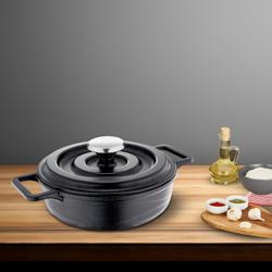Mini poêle en fonte d’aluminium avec couvercle en fonte - Ø 140 mm - Hauteur : 63 mm
