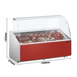 Vitrine réfrigérée de présentation - 1600 mm - Panneau frontal rouge foncé        