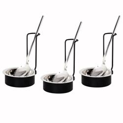 (3 bucăți) Suport pentru linguri - rotund - negru - oțel inoxidabil
