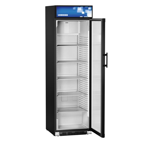 LIEBHERR | Vitrine réfrigérée à boissons COMFORT - 403 litres - Avec 1 porte en verre et afficheur publicitaire - Noir       